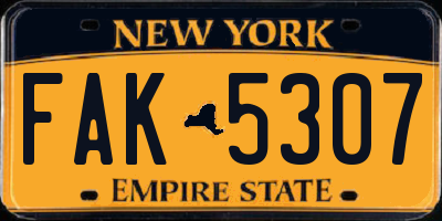 NY license plate FAK5307