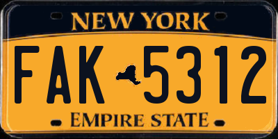NY license plate FAK5312