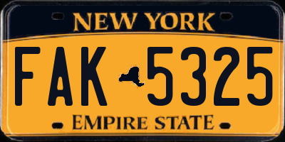 NY license plate FAK5325