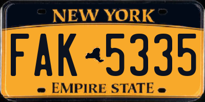 NY license plate FAK5335