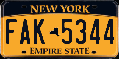 NY license plate FAK5344