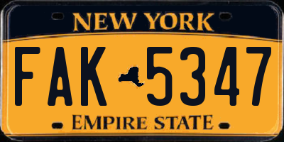 NY license plate FAK5347
