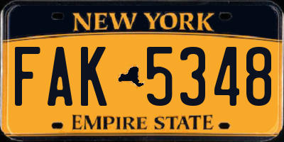 NY license plate FAK5348