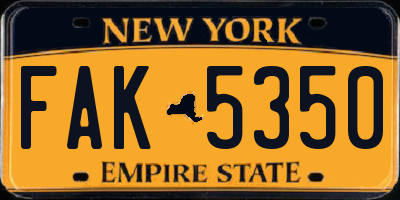 NY license plate FAK5350
