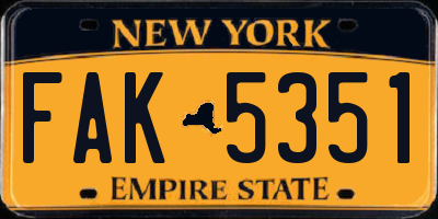 NY license plate FAK5351