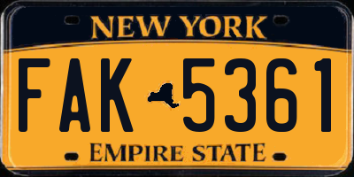 NY license plate FAK5361