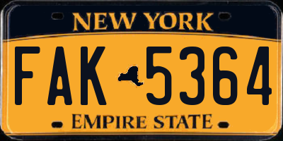 NY license plate FAK5364