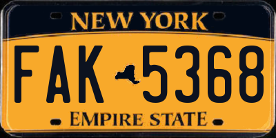 NY license plate FAK5368