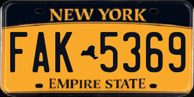 NY license plate FAK5369