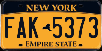 NY license plate FAK5373