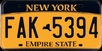 NY license plate FAK5394