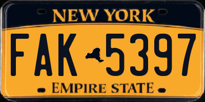 NY license plate FAK5397