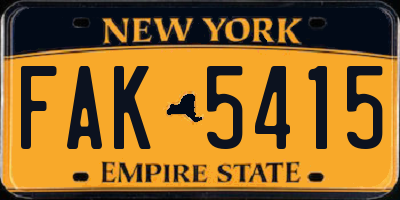 NY license plate FAK5415