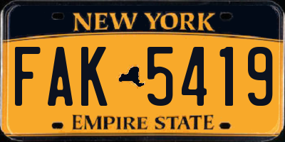 NY license plate FAK5419