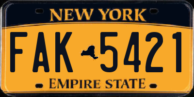 NY license plate FAK5421