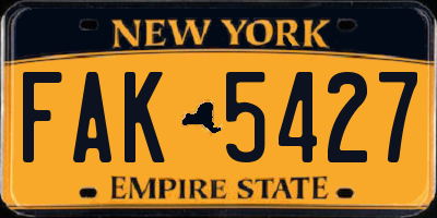 NY license plate FAK5427