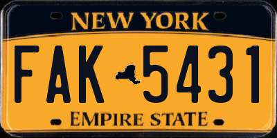 NY license plate FAK5431
