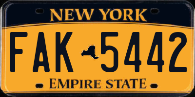 NY license plate FAK5442