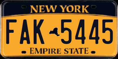 NY license plate FAK5445