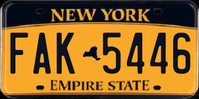 NY license plate FAK5446