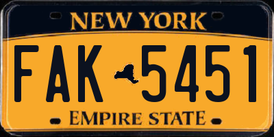 NY license plate FAK5451