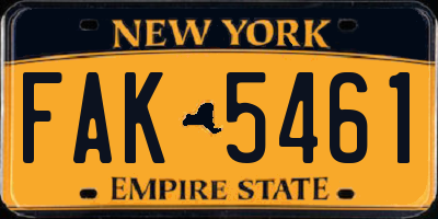 NY license plate FAK5461