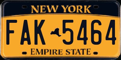 NY license plate FAK5464