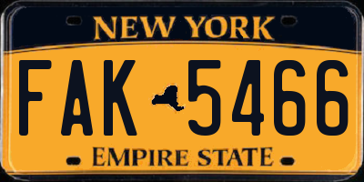 NY license plate FAK5466