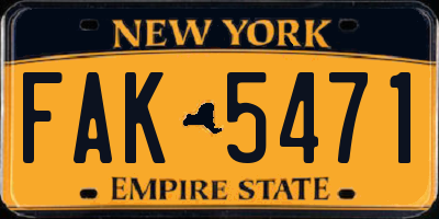 NY license plate FAK5471