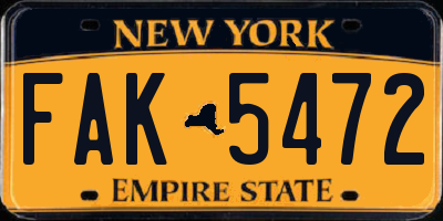 NY license plate FAK5472