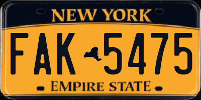 NY license plate FAK5475