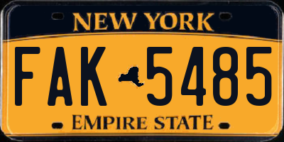NY license plate FAK5485