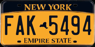 NY license plate FAK5494