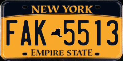 NY license plate FAK5513