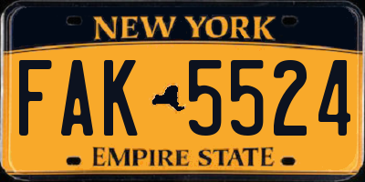 NY license plate FAK5524