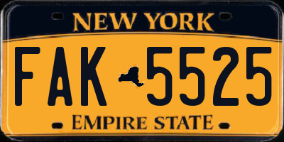 NY license plate FAK5525