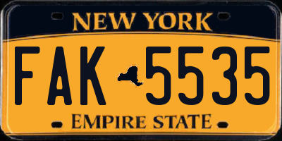 NY license plate FAK5535