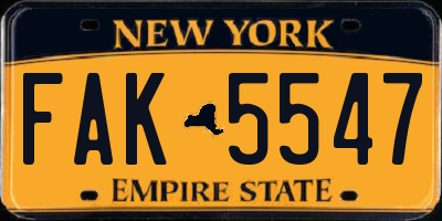 NY license plate FAK5547