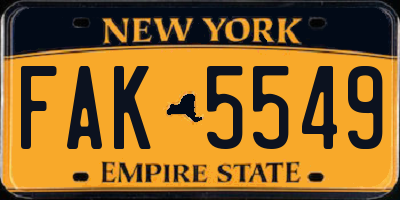 NY license plate FAK5549