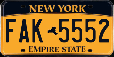 NY license plate FAK5552