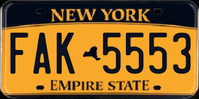 NY license plate FAK5553