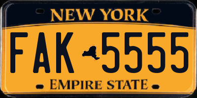 NY license plate FAK5555