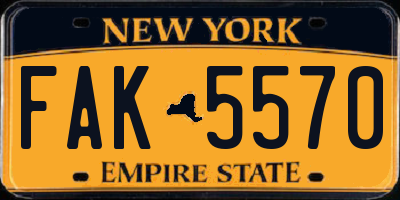 NY license plate FAK5570