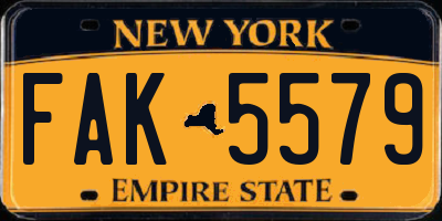 NY license plate FAK5579