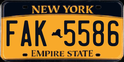 NY license plate FAK5586