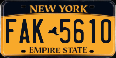 NY license plate FAK5610