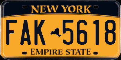 NY license plate FAK5618