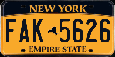 NY license plate FAK5626