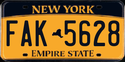 NY license plate FAK5628