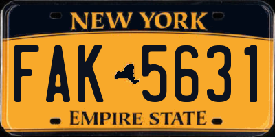 NY license plate FAK5631